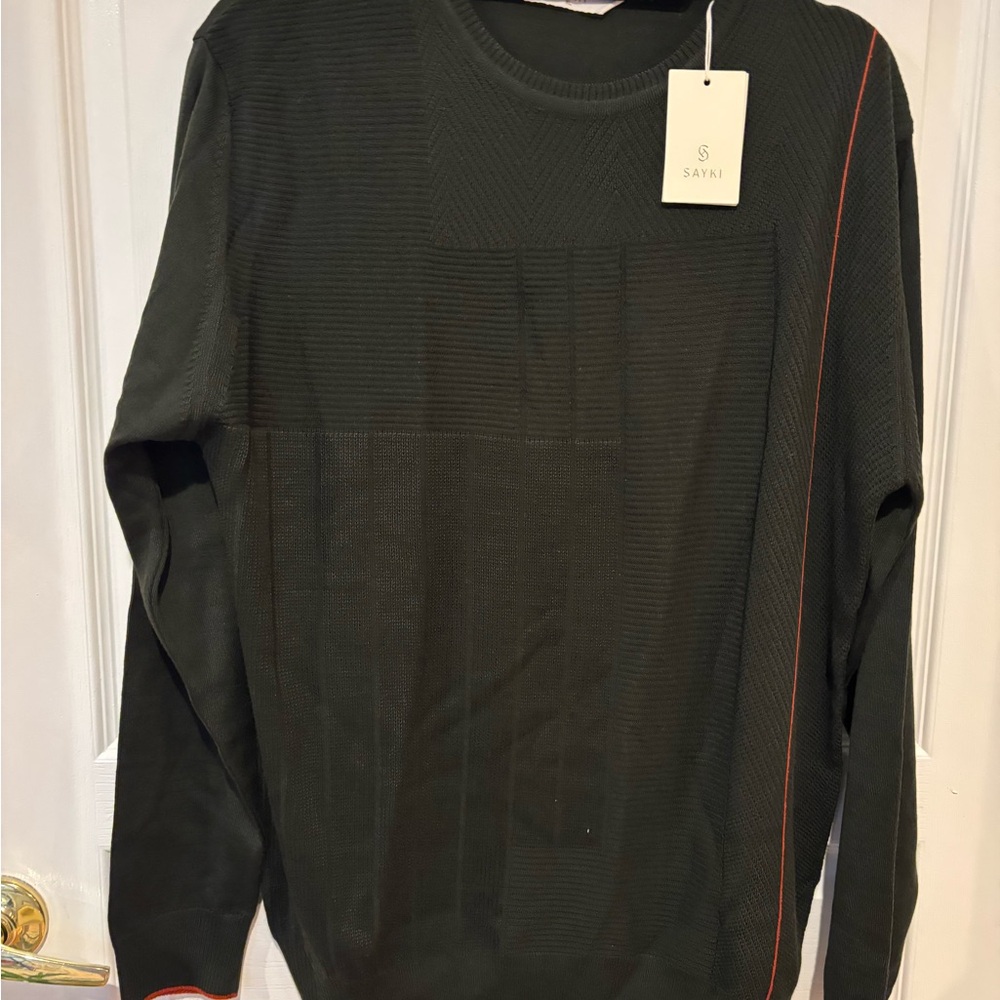 Men's Sayki Olive Textured Sweater NWT